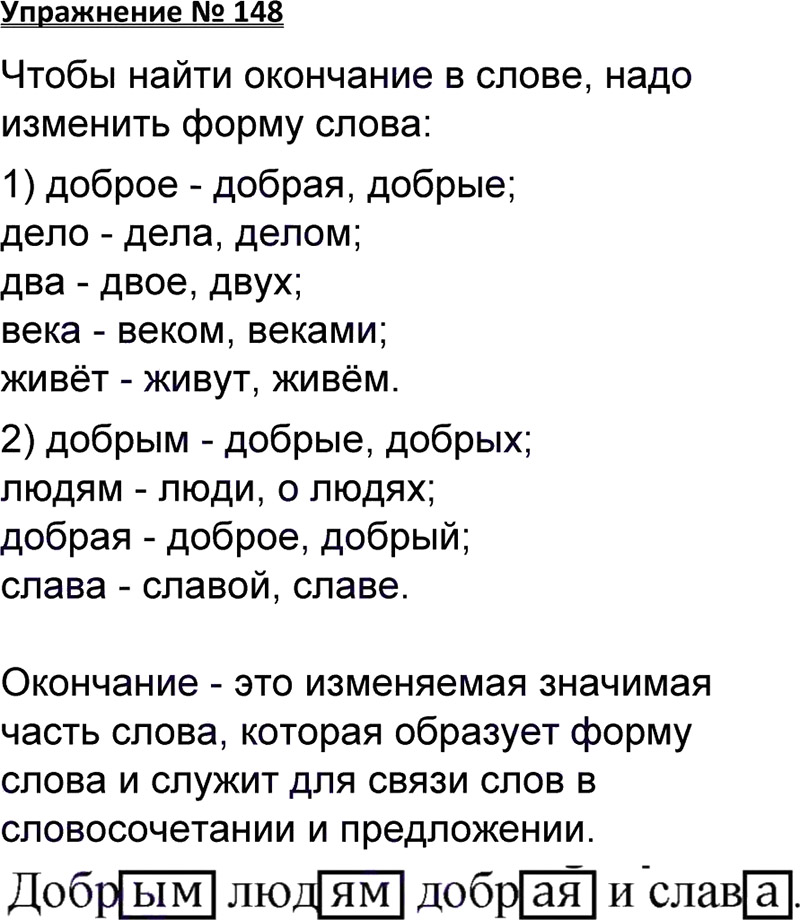 Ответы к 148 упражнению учебника по русскому языку В.П. Канакина, В.Г. Горецкий за 3 класс 1 часть