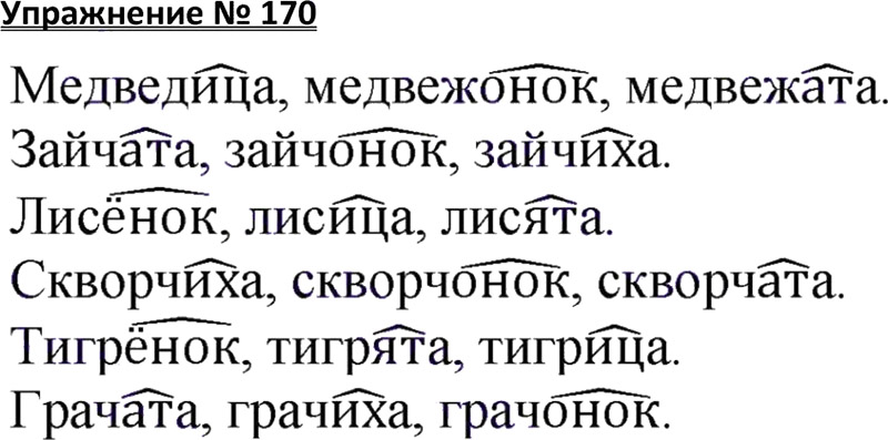 Ответы к 170 упражнению учебника по русскому языку В.П. Канакина, В.Г. Горецкий за 3 класс 1 часть