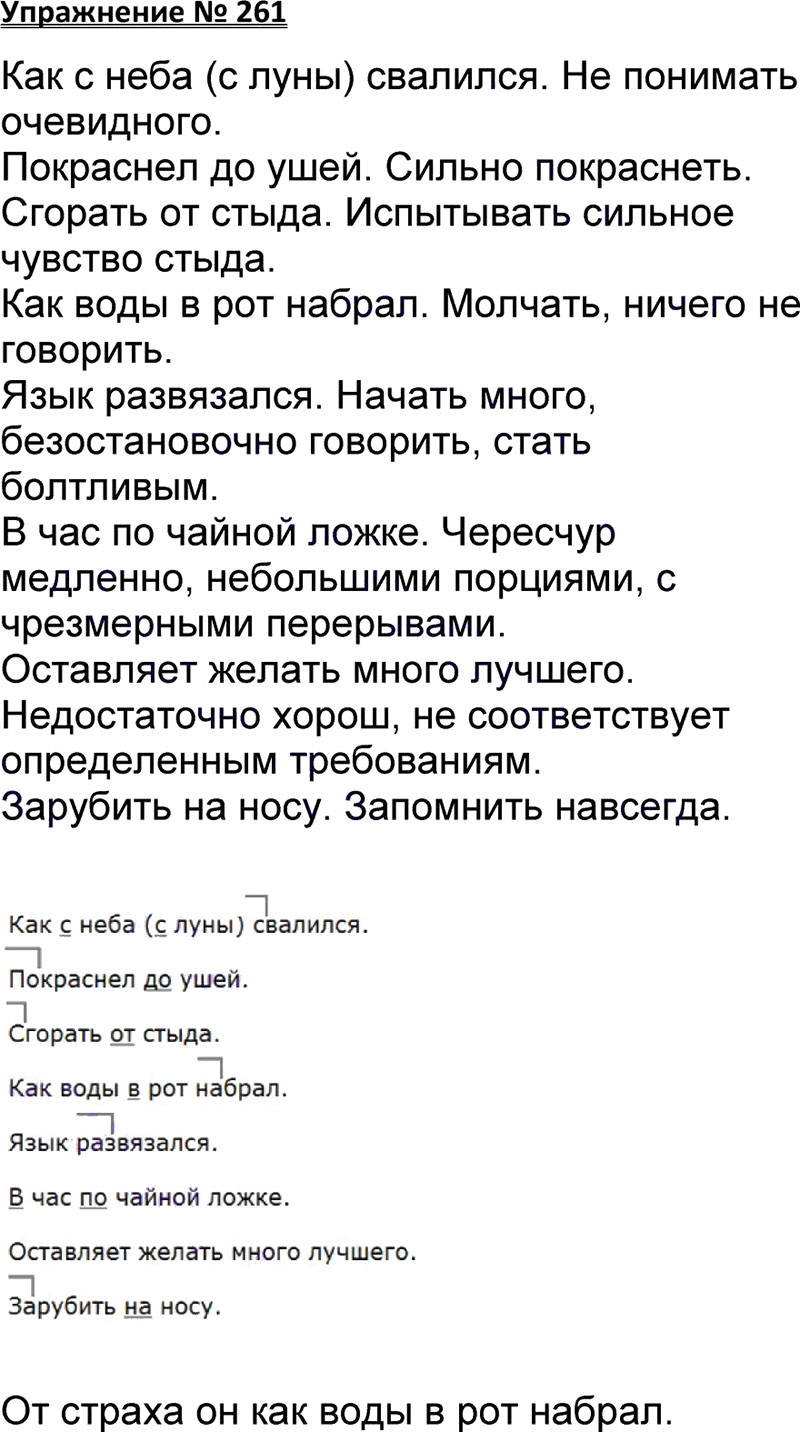Ответы к 261 упражнению учебника по русскому языку В.П. Канакина, В.Г. Горецкий за 3 класс 1 часть