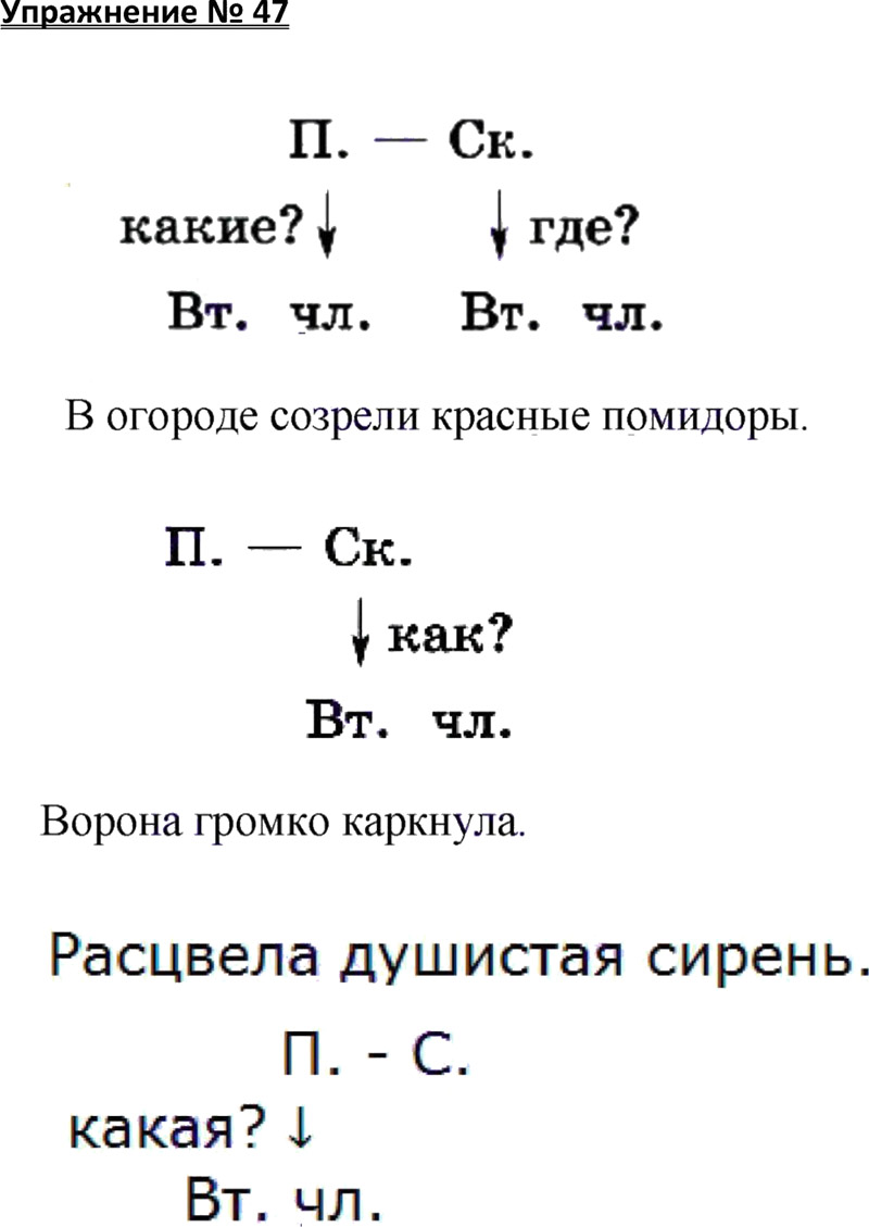 Ответы к 47 упражнению учебника по русскому языку В.П. Канакина, В.Г. Горецкий за 3 класс 1 часть