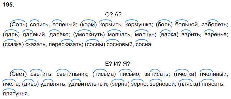 Ответы к 195 упражнению учебника по русскому языку В.П. Канакина, В.Г. Горецкий за 3 класс 1 часть