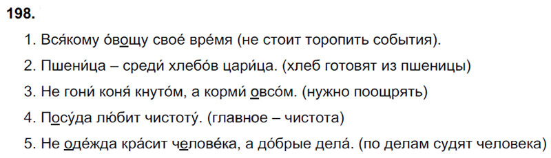 Ответы к 198 упражнению учебника по русскому языку В.П. Канакина, В.Г. Горецкий за 3 класс 1 часть