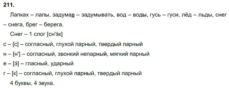 Ответы к 211 упражнению учебника по русскому языку В.П. Канакина, В.Г. Горецкий за 3 класс 1 часть