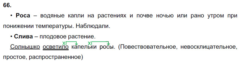 Ответы к 66 упражнению учебника по русскому языку В.П. Канакина, В.Г. Горецкий за 3 класс 1 часть