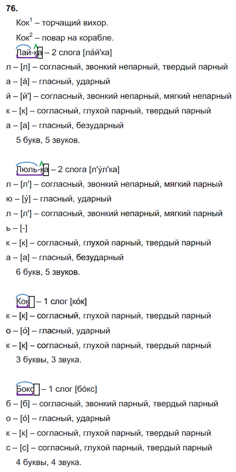 Ответы к 76 упражнению учебника по русскому языку В.П. Канакина, В.Г. Горецкий за 3 класс 1 часть