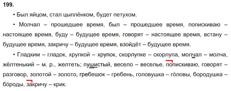 Ответы к 199 упражнению учебника по русскому языку В.П. Канакина, В.Г. Горецкий за 3 класс 2 часть