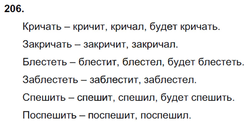 Ответы к 206 упражнению учебника по русскому языку В.П. Канакина, В.Г. Горецкий за 3 класс 2 часть