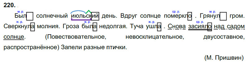 Ответы к 220 упражнению учебника по русскому языку В.П. Канакина, В.Г. Горецкий за 3 класс 2 часть