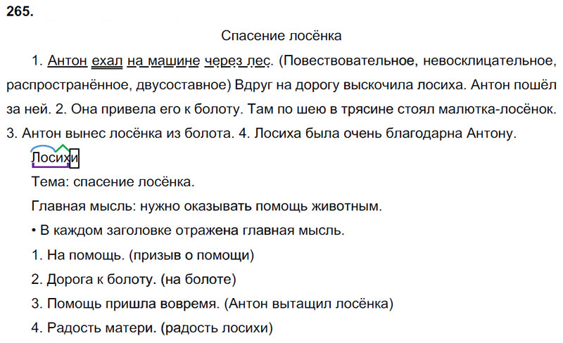 Ответы к 265 упражнению учебника по русскому языку В.П. Канакина, В.Г. Горецкий за 3 класс 2 часть