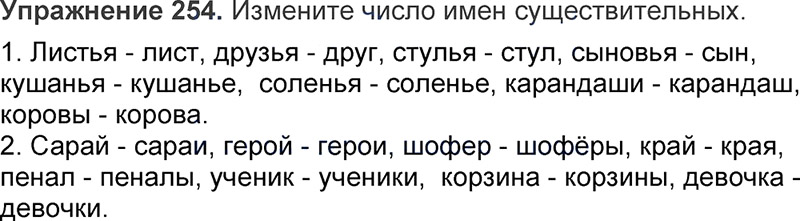 Ответы к 254 упражнению учебника по русскому языку Л.Ф. Климанова, Т.В. Бабушкина за 3 класс 1 часть