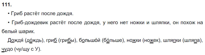 Ответы к 111 упражнению учебника по русскому языку Л.Ф. Климанова, Т.В. Бабушкина за 3 класс 1 часть