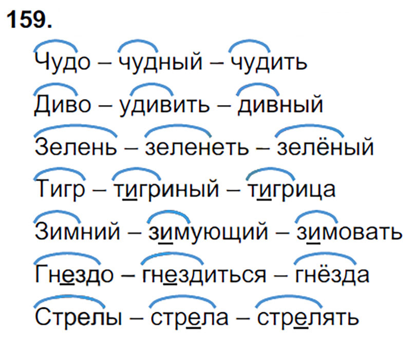 Ответы к 159 упражнению учебника по русскому языку Л.Ф. Климанова, Т.В. Бабушкина за 3 класс 1 часть