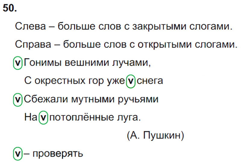 Ответы к 50 упражнению учебника по русскому языку Л.Ф. Климанова, Т.В. Бабушкина за 3 класс 1 часть