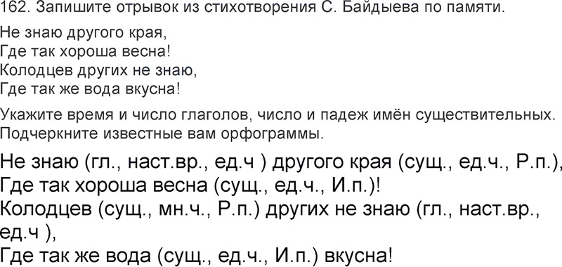 Ответы к 162 упражнению учебника по русскому языку Л.Ф. Климанова, Т.В. Бабушкина за 3 класс 2 часть