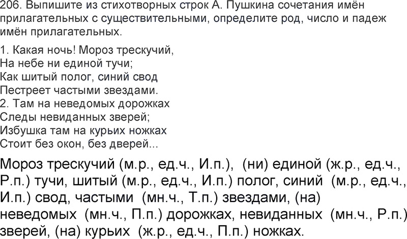 Ответы к 206 упражнению учебника по русскому языку Л.Ф. Климанова, Т.В. Бабушкина за 3 класс 2 часть