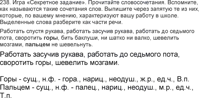 Ответы к 238 упражнению учебника по русскому языку Л.Ф. Климанова, Т.В. Бабушкина за 3 класс 2 часть