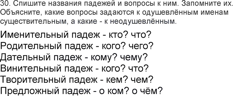 Ответы к 30 упражнению учебника по русскому языку Л.Ф. Климанова, Т.В. Бабушкина за 3 класс 2 часть