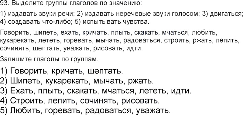 Ответы к 93 упражнению учебника по русскому языку Л.Ф. Климанова, Т.В. Бабушкина за 3 класс 2 часть