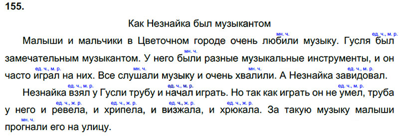 Ответы к 155 упражнению учебника по русскому языку Л.Ф. Климанова, Т.В. Бабушкина за 3 класс 2 часть