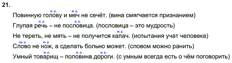 Ответы к 21 упражнению учебника по русскому языку Л.Ф. Климанова, Т.В. Бабушкина за 3 класс 2 часть