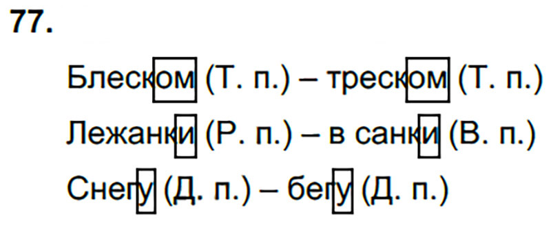 Ответы к 77 упражнению учебника по русскому языку Л.Ф. Климанова, Т.В. Бабушкина за 3 класс 2 часть