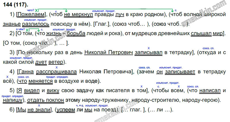 ГДЗ к 117 упражнению учебника по русскому языку С.Г. Бархударов, С.Е. Крючков, Л.Ю. Максимов за 9 класс