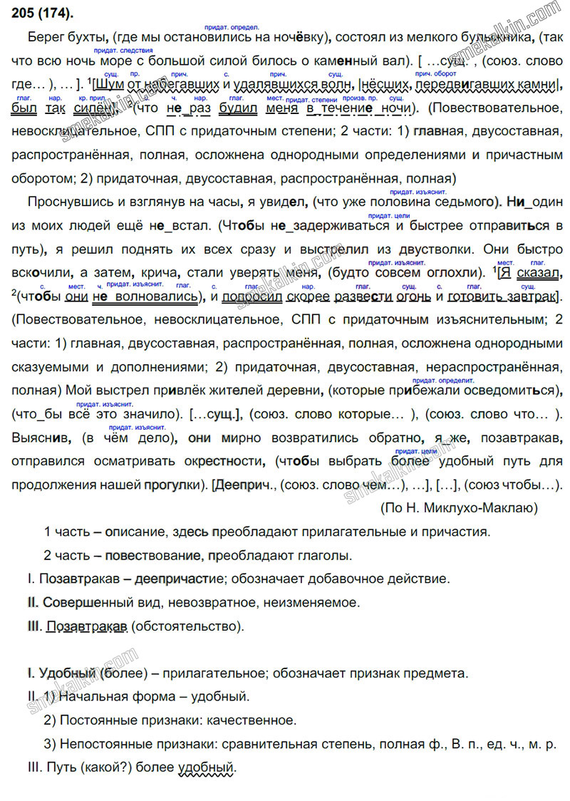 ГДЗ к 174 упражнению учебника по русскому языку С.Г. Бархударов, С.Е. Крючков, Л.Ю. Максимов за 9 класс