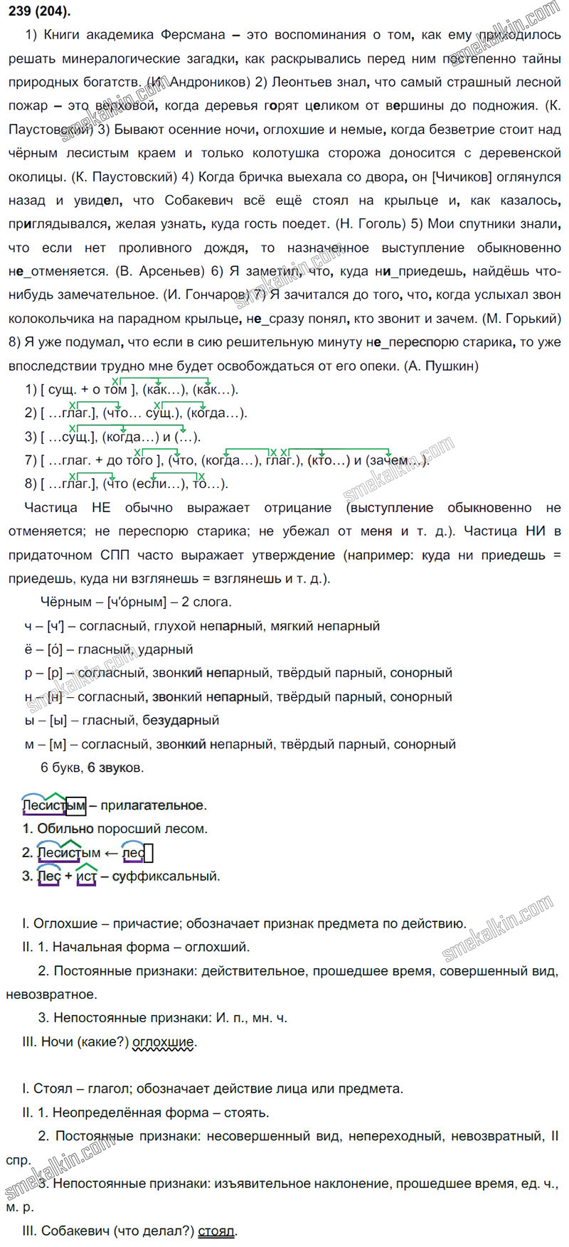 ГДЗ к 204 упражнению учебника по русскому языку С.Г. Бархударов, С.Е. Крючков, Л.Ю. Максимов за 9 класс