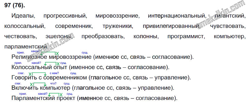 ГДЗ к 76 упражнению учебника по русскому языку С.Г. Бархударов, С.Е. Крючков, Л.Ю. Максимов за 9 класс