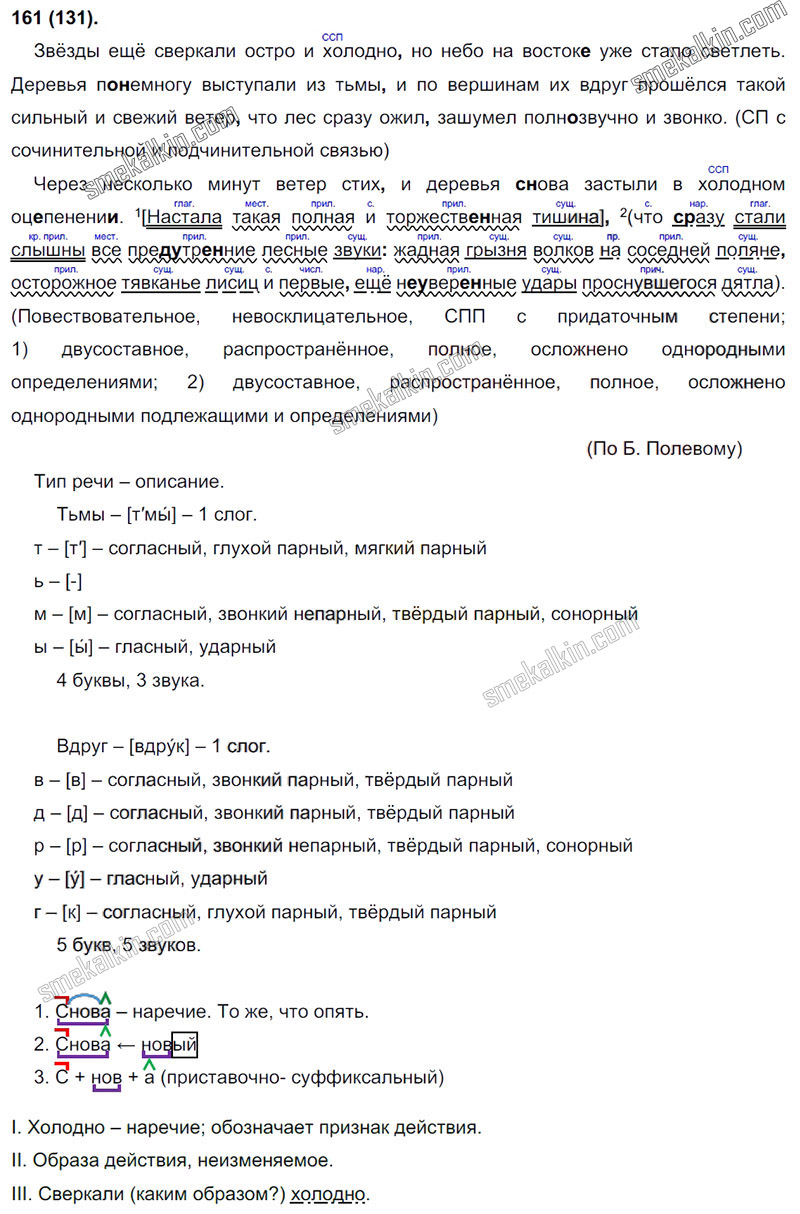 ГДЗ к 161 упражнению учебника по русскому языку С.Г. Бархударов, С.Е. Крючков, Л.Ю. Максимов за 9 класс
