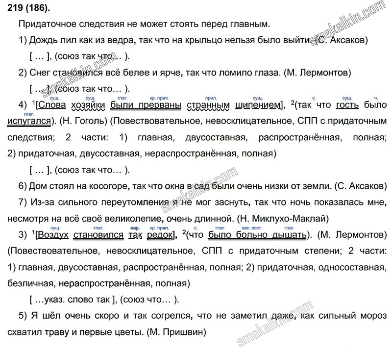 ГДЗ к 219 упражнению учебника по русскому языку С.Г. Бархударов, С.Е. Крючков, Л.Ю. Максимов за 9 класс