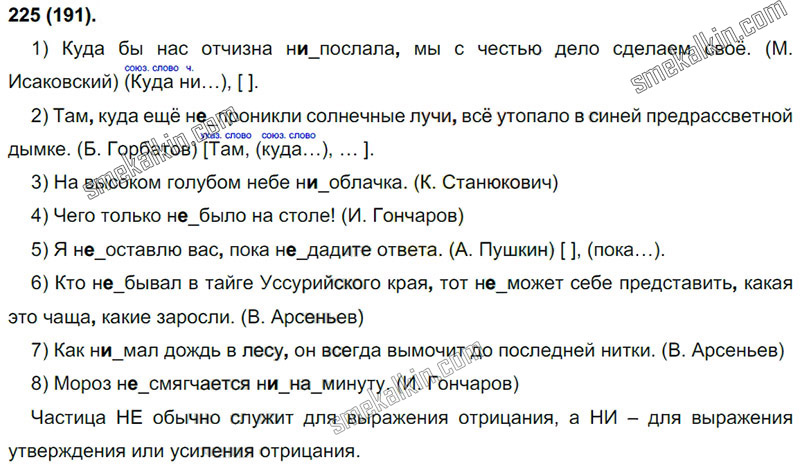 ГДЗ к 225 упражнению учебника по русскому языку С.Г. Бархударов, С.Е. Крючков, Л.Ю. Максимов за 9 класс