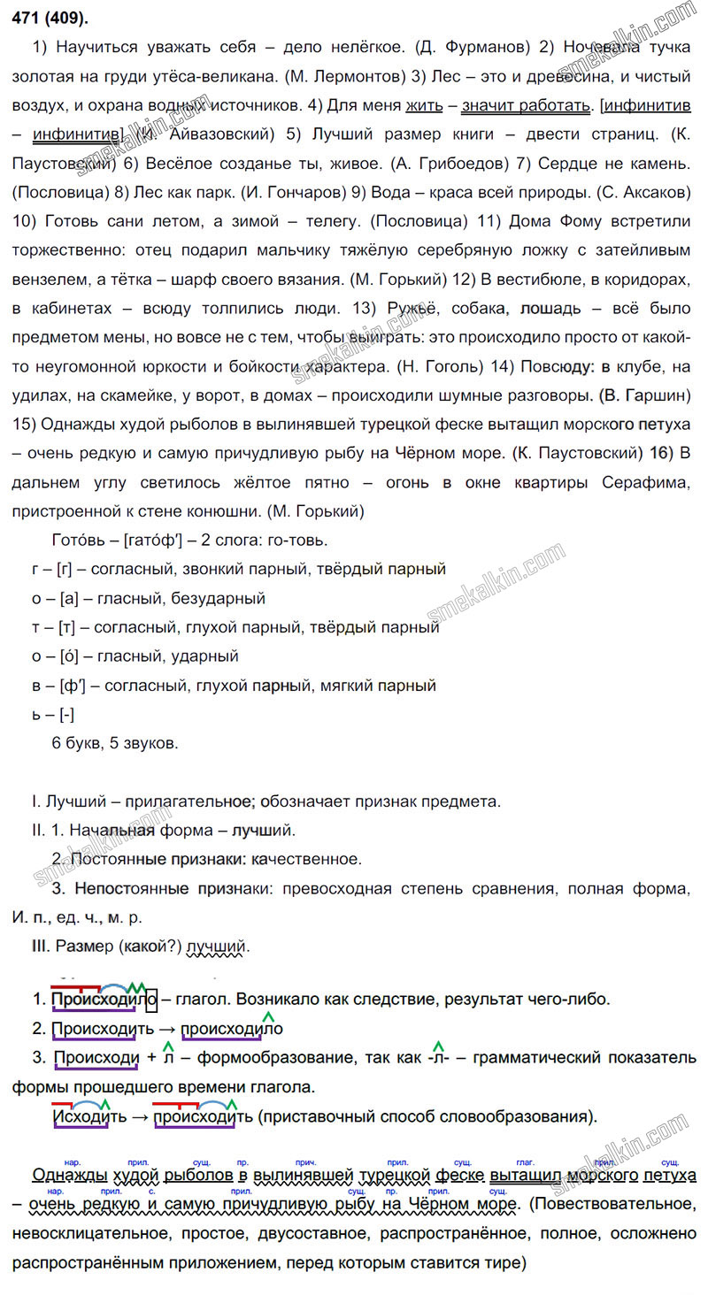 ГДЗ к 471 упражнению учебника по русскому языку С.Г. Бархударов, С.Е. Крючков, Л.Ю. Максимов за 9 класс