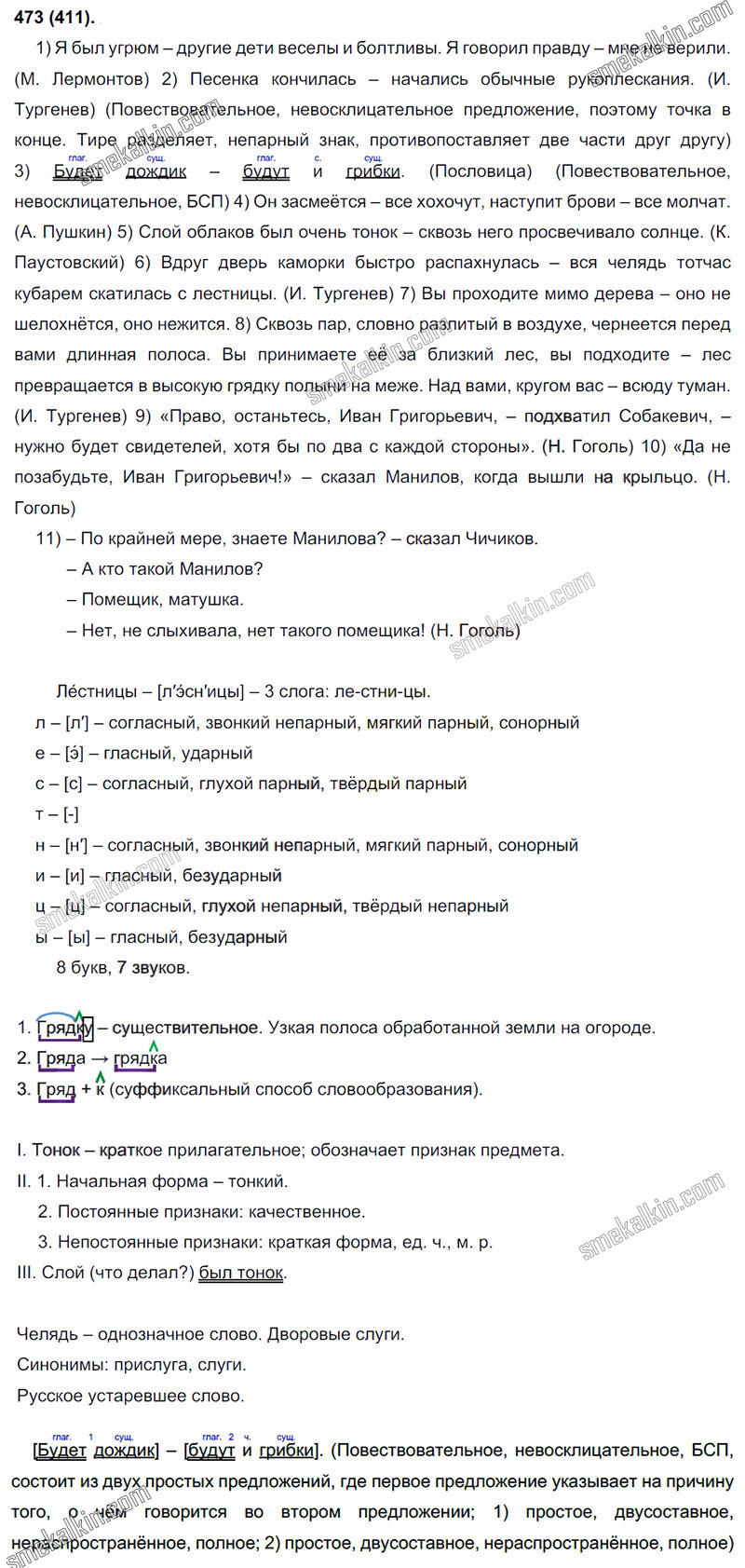 ГДЗ к 473 упражнению учебника по русскому языку С.Г. Бархударов, С.Е. Крючков, Л.Ю. Максимов за 9 класс