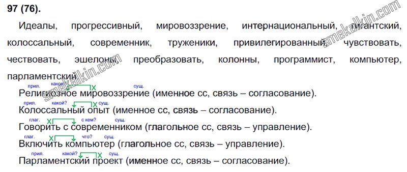 ГДЗ к 97 упражнению учебника по русскому языку С.Г. Бархударов, С.Е. Крючков, Л.Ю. Максимов за 9 класс