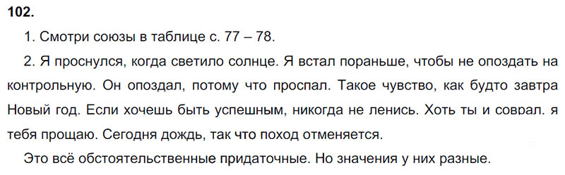 Ответы к 102 упражнению учебника по русскому языку М.М. Разумовская за 9 класс