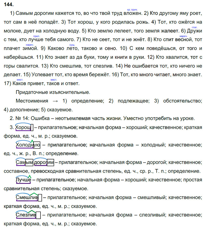Ответы к 144 упражнению учебника по русскому языку М.М. Разумовская за 9 класс