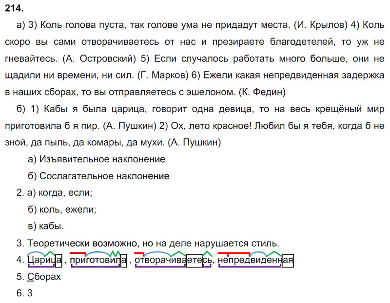 Ответы к 214 упражнению учебника по русскому языку М.М. Разумовская за 9 класс