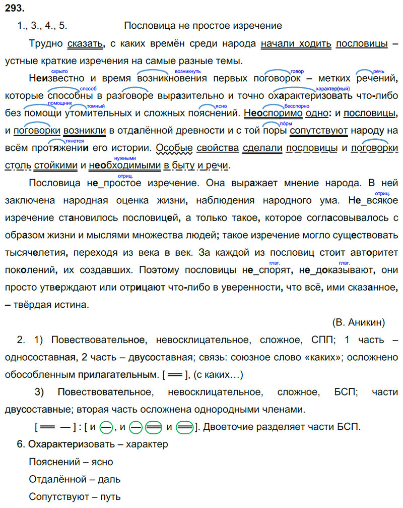 Ответы к 293 упражнению учебника по русскому языку М.М. Разумовская за 9 класс