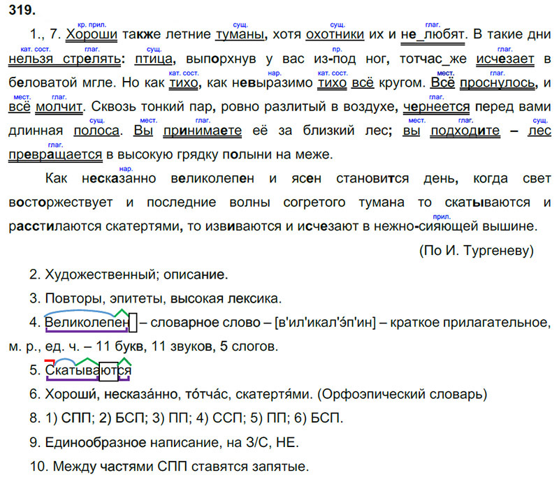 Ответы к 319 упражнению учебника по русскому языку М.М. Разумовская за 9 класс