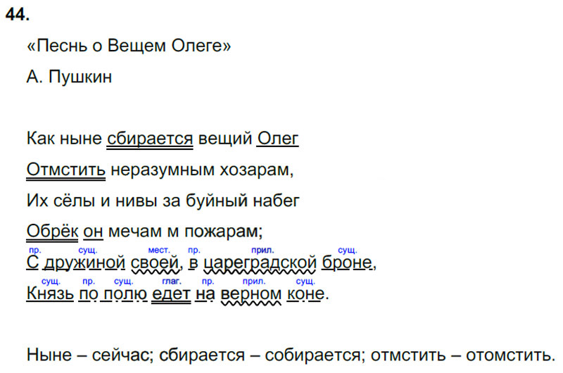 Ответы к 44 упражнению учебника по русскому языку М.М. Разумовская за 9 класс