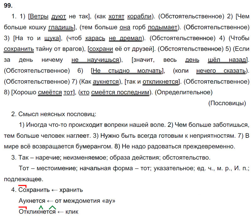 Ответы к 99 упражнению учебника по русскому языку М.М. Разумовская за 9 класс